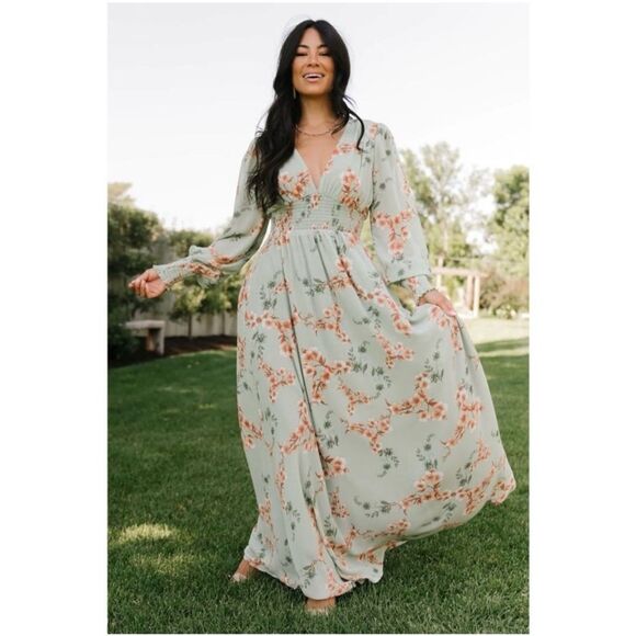 Baltic Born | Dresses | Baltic Born Womens Olivia Sage And Peach Floral ...